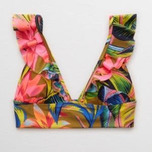 Aerie Ruffle Longline Bikini Top